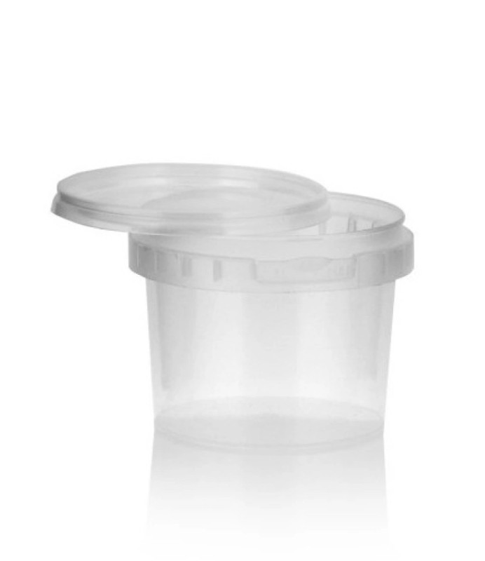 Πλαστικός διάφανος κάδος (βάζο) 100ml με διάφανο καπάκι ασφαλείας
